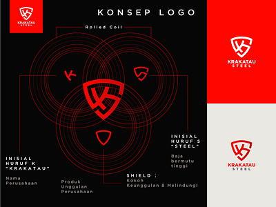 Krakatau Steel Logo Concept brand identity branding concept flat logo krakatau logo logodesign minimalist logo shield logo steel