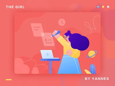 The girl art branding design flat icon illustration illustrator ui web website