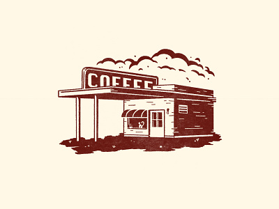 Filling Station Flip cat coffee illustration negative space retro spot illustration texture typography