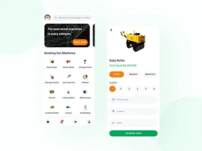 Homepage Rental Machines Exploration construction construction website exploration mobile app mobile app design ui user experience user interface user interface design ux