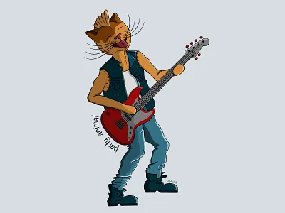 party animal affinity designer affinitydesigner animal cat cat illustration cat shelter cat sticker cats illustration music rock sticker sticker design
