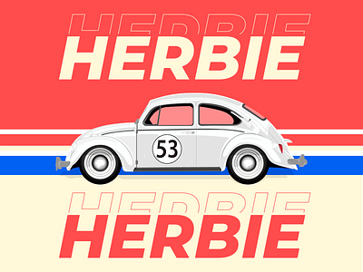 Herbie Fusca 53 2d art auto auto 2d auto beetle beatle flat beetle blue car flat flat red white