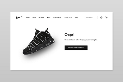 Daily UI - 008 - 404 008 404 404 error 404error 404page adobexd clean dailyui dailyuichallenge design ecommerce minimal nike ui weihuang