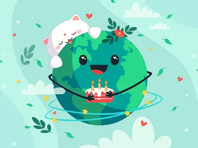 International Earth Day design earthday earthday2020 illustration planet planet earth postcard design