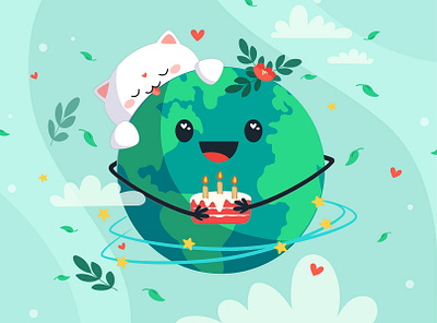 International Earth Day design earthday earthday2020 illustration planet planet earth postcard design