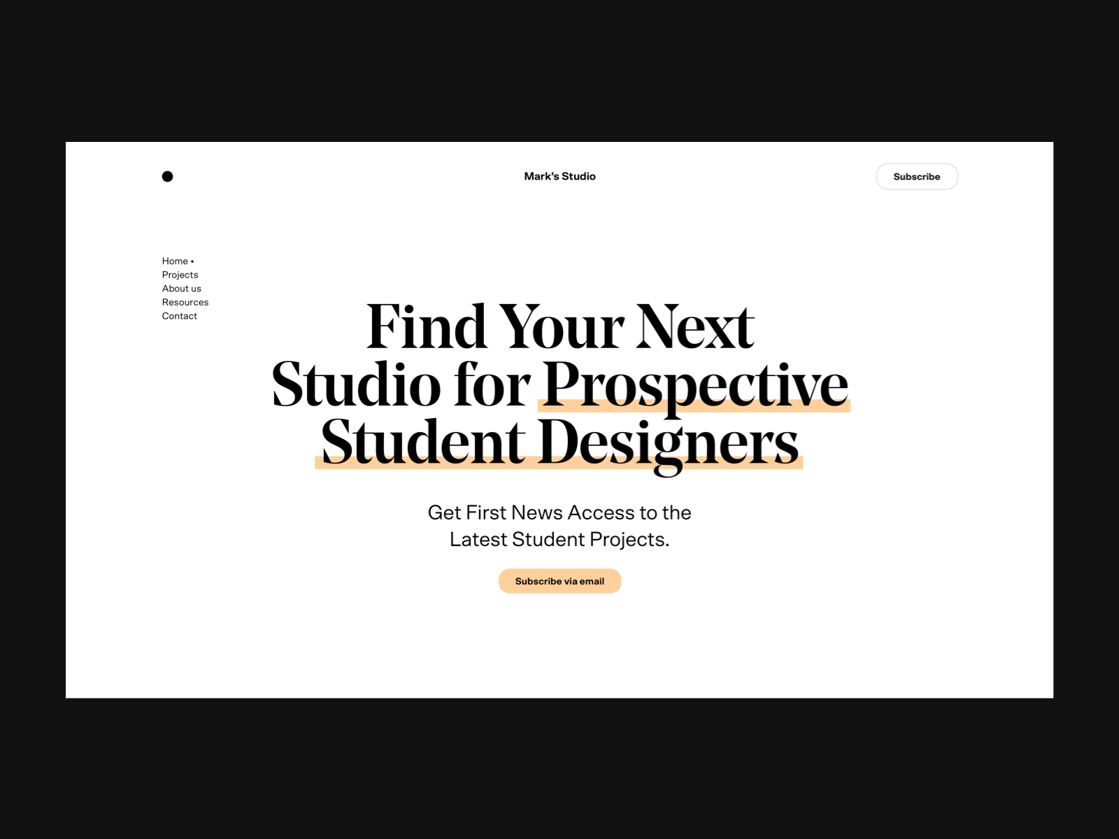 Mark’s Studio, Screens Selection abstract behance branding case case study clean design gif header header design header exploration luxury minimal studio title typography ui web website