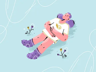 daydreaming 🌥 character character design dream dreaming field girl illustration laying nature park plant