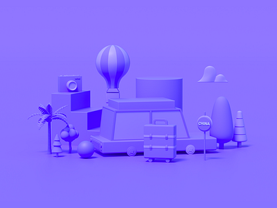 Travel Scene c4d design ui