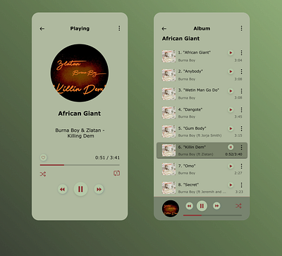 Music Player dailyui design ui uidesign uiux ux