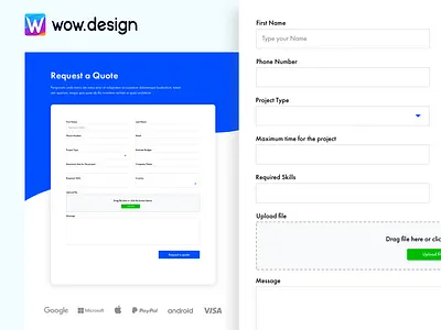 Request a Quote attachfile clients dropdown fileupload form hubspot quote request skills