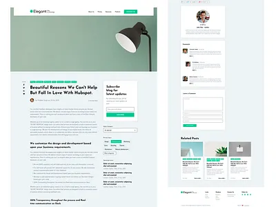 Blog Elegant - Post artice article article design article page author blog category comments detail forms hubspot post poster recent related social subscribe topic