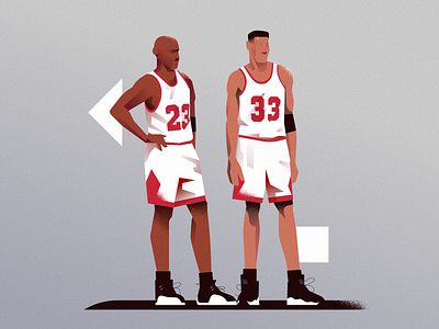 23 33 adobe illustrator art bright color combinations character design characterdesign chicago bulls flat illustration jordan pippen minimal clean design nba poster the last dance vector illustration