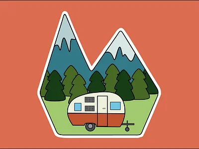 Camper Sticker adobeillustrator camper cartoon digitalart flatdesign icon illustration lineart sticker vectordesign