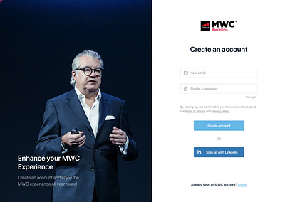 MWC Registration create account register sign in signup