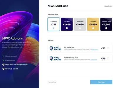 MWC Registration - Add Ons upsell add on persuasion steps upsell