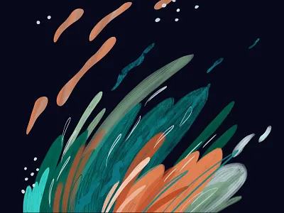 Exploration. 2 abstract abstraction dark design digital drawing green illustration orange plant plants texture wacom intuos