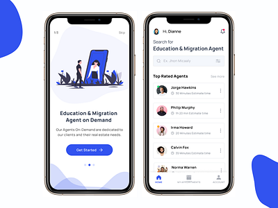 Education & Migration Agent App UI Design app design concept design design education flat illustration ui ui design uidesign ux whitespace