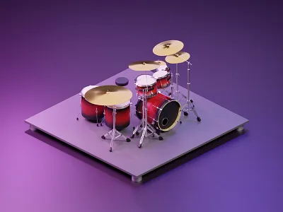 Drumset Render 3d 3d art blender blender3d clean design drum graphic illustration isometric isometric art isometric illustration isometry purple render