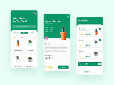 Plants Shop - Mobile App Exploration app design clean mobile app mobile design plant plants shopping app ui uidesigns uiux uiuxdesign