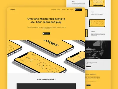 Drummit - Website Screens app website drum drum app drumming educational ui userexperience userinterface ux uxui web web design webflow website website concept website design