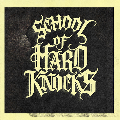 "School of Hard Knocks" denim draft typography artist collaboration blackletter collaborate collaboration hand drawn type illustration illustration studio letterer lettering lettering studio school of hard knocks street culture street style streetwear texture true grit texture supply type typography