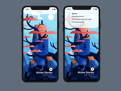 Winter Stories app apple design flat illustration ios swift swiftui ux