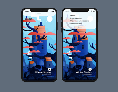 Winter Stories app apple design flat illustration ios swift swiftui ux