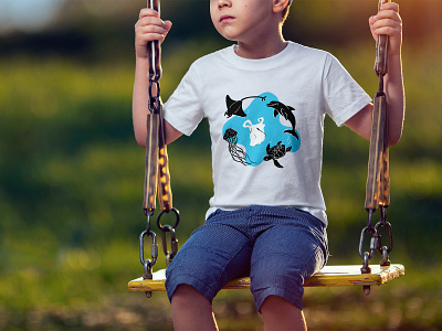 Plastic pollution t-shirt design animals appareal biodiversity children clothes earth friendly illustration marine life nature plastic plastic pollution sustainability t shirt t shirt illustration