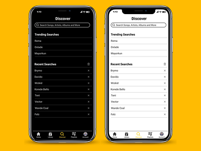 Music App (Discover/Search Page 1) app design developer music musicapp product tech ui uidesign uiux userexperience userinterface ux uxdesign