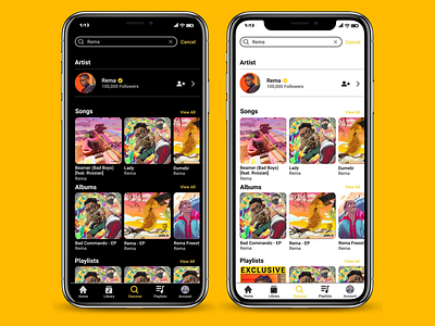 Music App (Discover/Search Page 2) app design developer music musicapp product tech ui uidesign uiux userexperience userinterface ux uxdesign