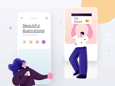 Minimal App & Illustration 2 (Animation) animation card card design character clean drinking illustration mobile app visa card