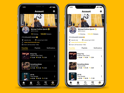 Music App (Account/Profile Page) app design developer music musicapp product tech ui uidesign uiux userexperience userinterface ux uxdesign