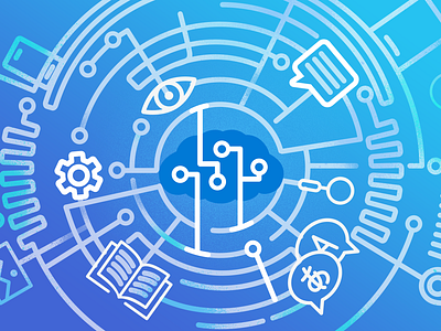 Microsoft Azure Cognitive Services blue cloud data gradient illustration scheme settings system