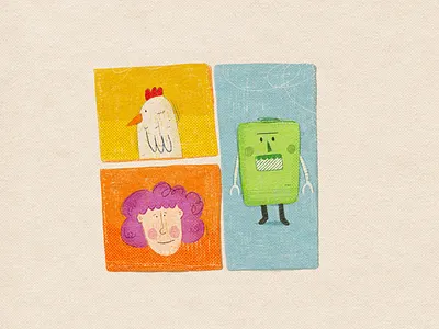 They have a secret cartoons characters chicken illustration procreate