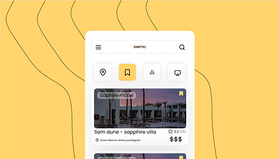 sniptel - Travel resort booking app branding travel ui yellow