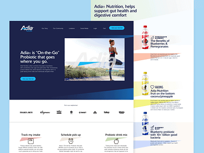 Adia adia beverage beverages branding design nutrition probiotic typogaphy ui ux web website