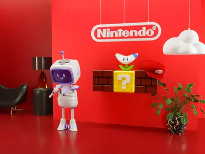 SNES Robot 3d art cinema 4d cinema4d design graphic design illustration mariobros nintendo octane render octanerender photoshop snes