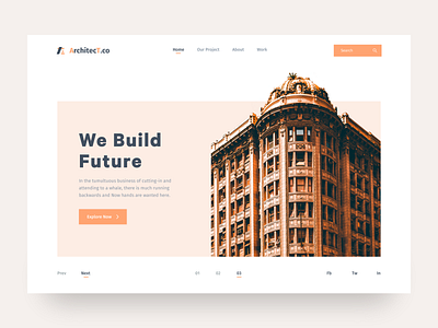 Architecture Header UI architecture building clean construction firm flat landingpage minimal realestate ui ux ux design webdesign website