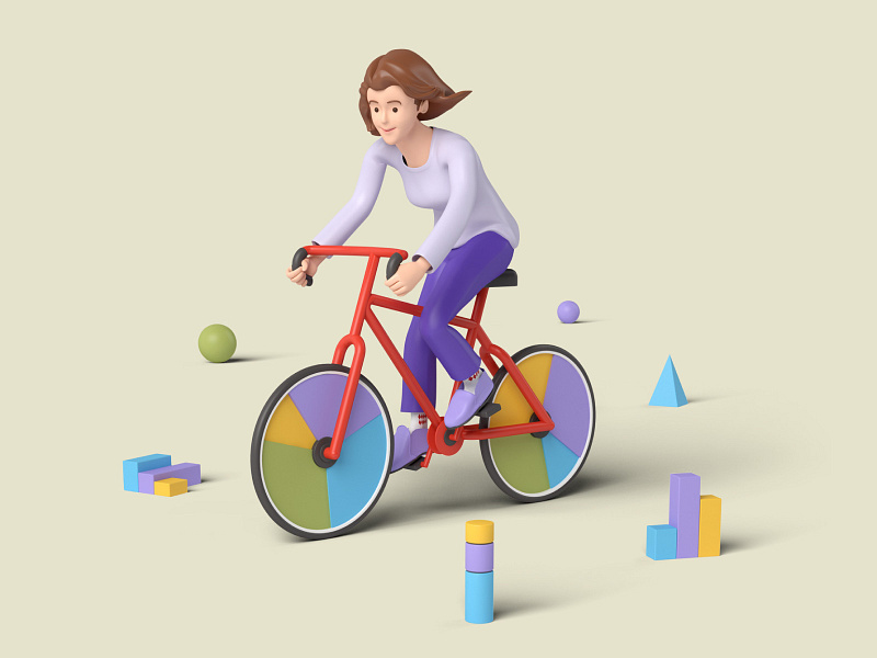 Bike Pie 3d character modeling bike pie chart