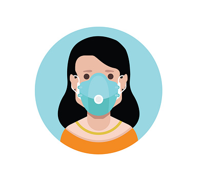 Avatar with medical face mask corona coronavirus danger dangerous disease epidemic expression face mask fever flat hairstyle head health illustration infection influenza male man medical medicine