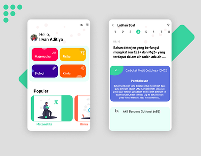 Ruang Belajar - Mobile App Design biology chemistry colorful design exercise green grey homepage mathematics mobile mobile app physics school study ui uidesign