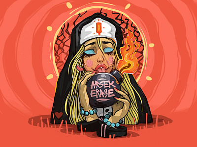 The Nun apple arsek art bomb commission open design dimitrov dreams erase georgi graffiti illustration ipadpro logo love nun procreate t shirt design vectorart work