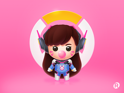 D.VA blizzard dva fanart game illustration overwatch pink