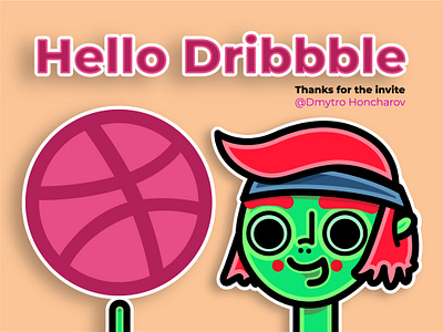 hello dribbble adobe illustrator bold cartoon character design flat hello dribbble illustration minimal vector