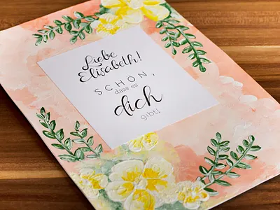 Birthday card acrylic birthday card diy flowers lettering painting