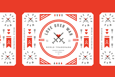 Love over War Logo Label beer brand brand identity branding brewery design geometric graphic design heart icon label logo logo design love mark red seal set sword type