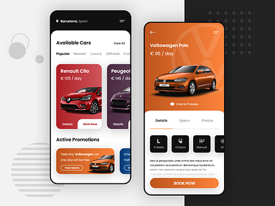 Car Rental App - UI Design adobe xd android app app concept app design app ui app ui ux car app car rental app concept ios app prototype rent a car ui ui design ui kit ui ux user interface design ux uxdesign visual design