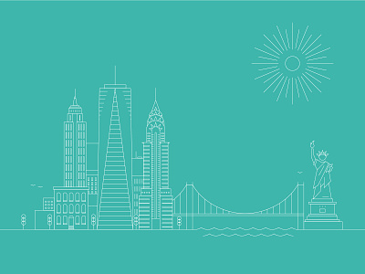 NYC architecture design icon illustration illustrator line art logo ui vector