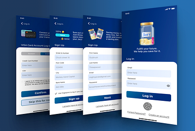 Money-saving app iOS | Onboarding & Log In | Jary app banking app design finance finance app ios logo money app money saving money transfer ui ux web