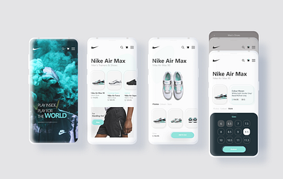 Nike app brand clean design e shop homepage turquoise ui ux web webdesig